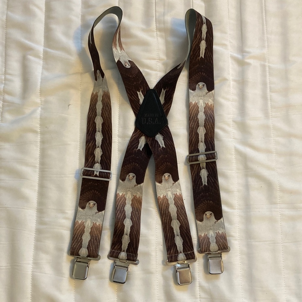 Bald Eagle Patterned Suspenders